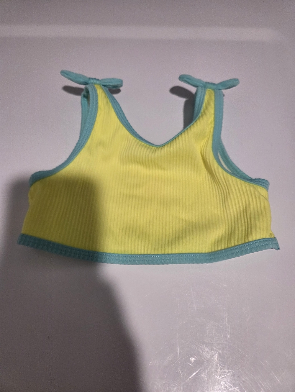 Cat & Jack Yellow Ribbed Swim Top with Teal Trim 4T Nwot
